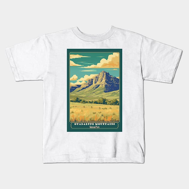 Guadalupe Mountains National Park Travel Poster Kids T-Shirt by GreenMary Design